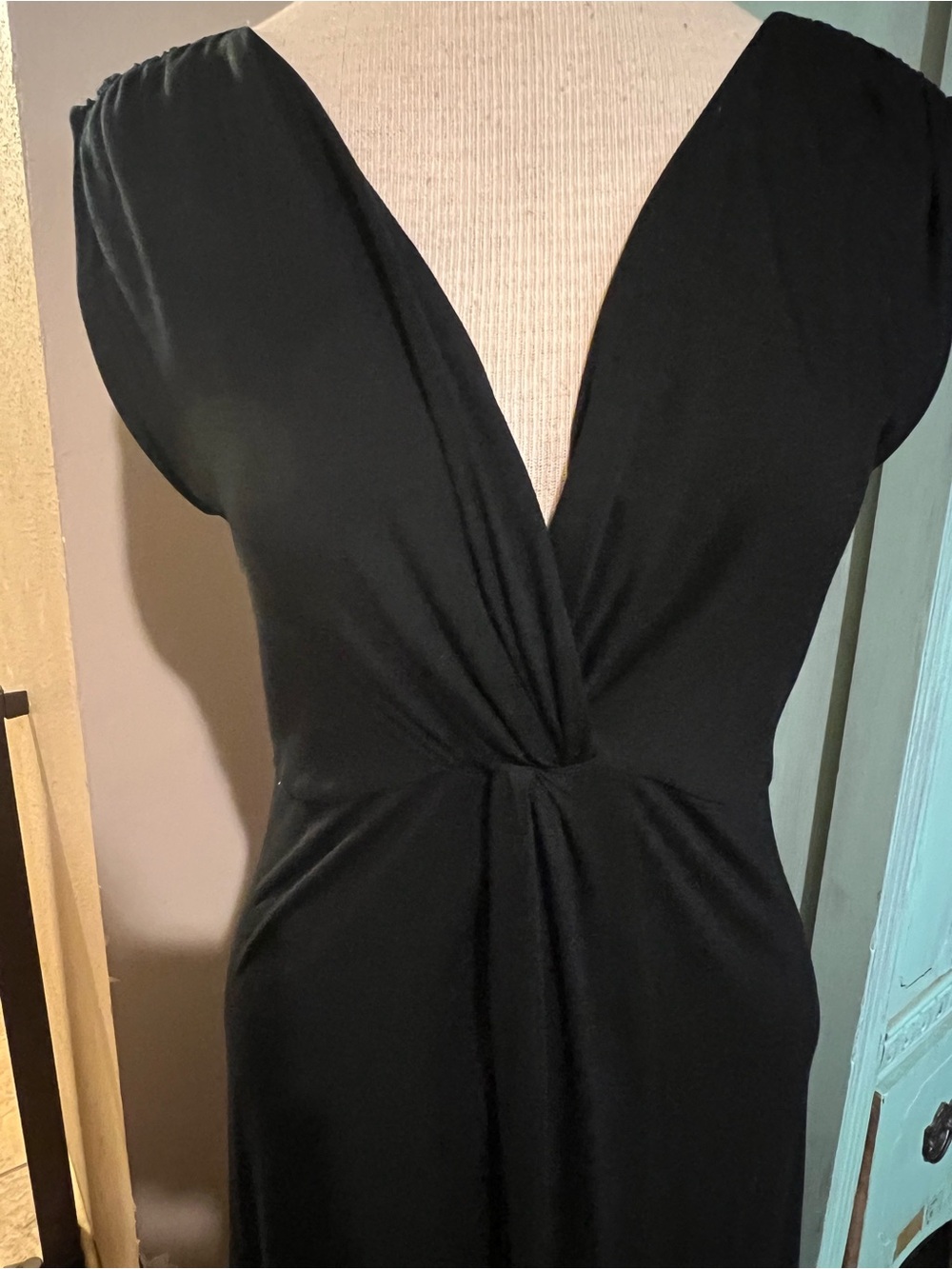Soma Black Twist Front Deep V Sleeveless Soft Jersey Maxi Lounge Dress Medium M - Picture 9 of 11
